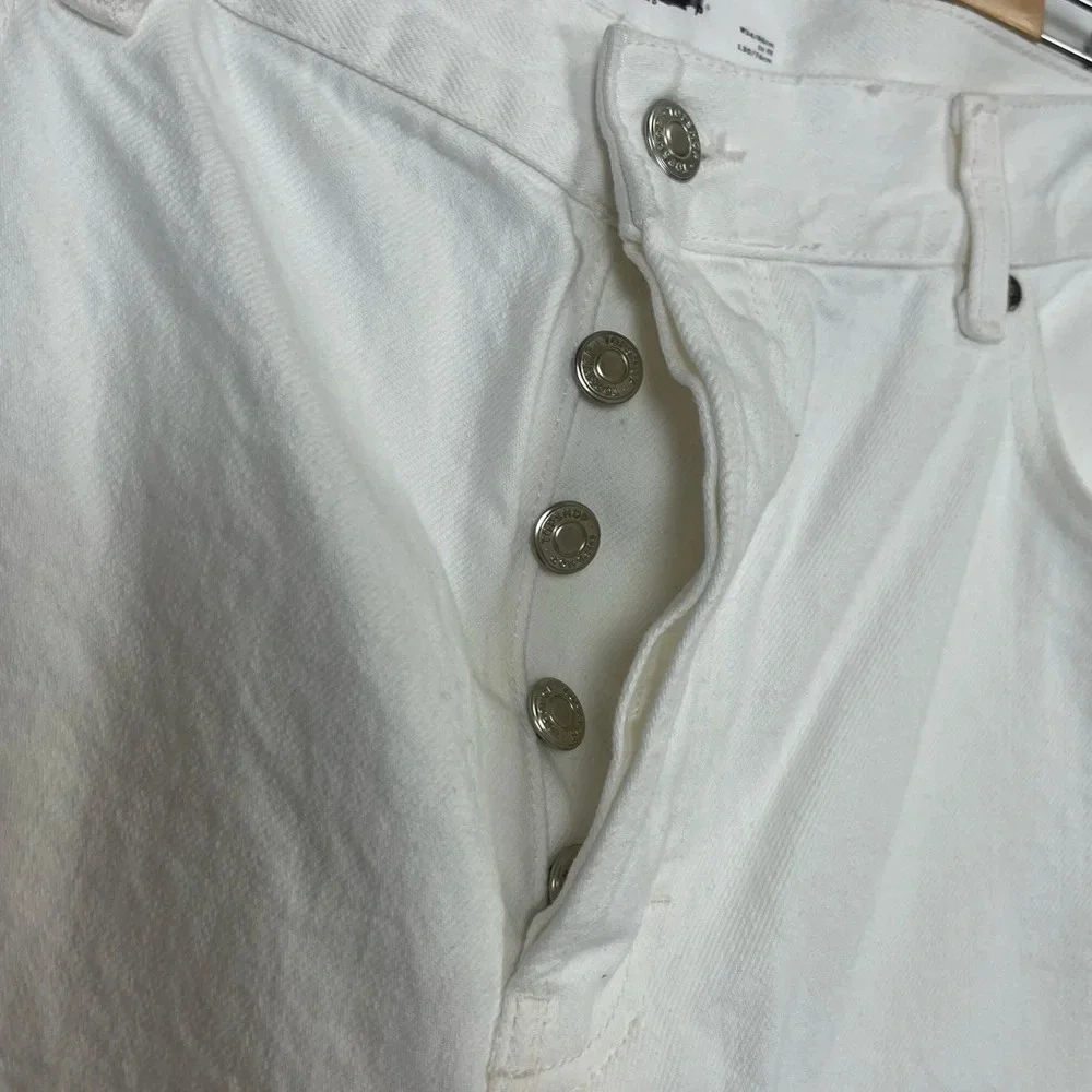Topshop Dad Jeans Womens 34 US 12 White Button Fly Cotton Blend Denim